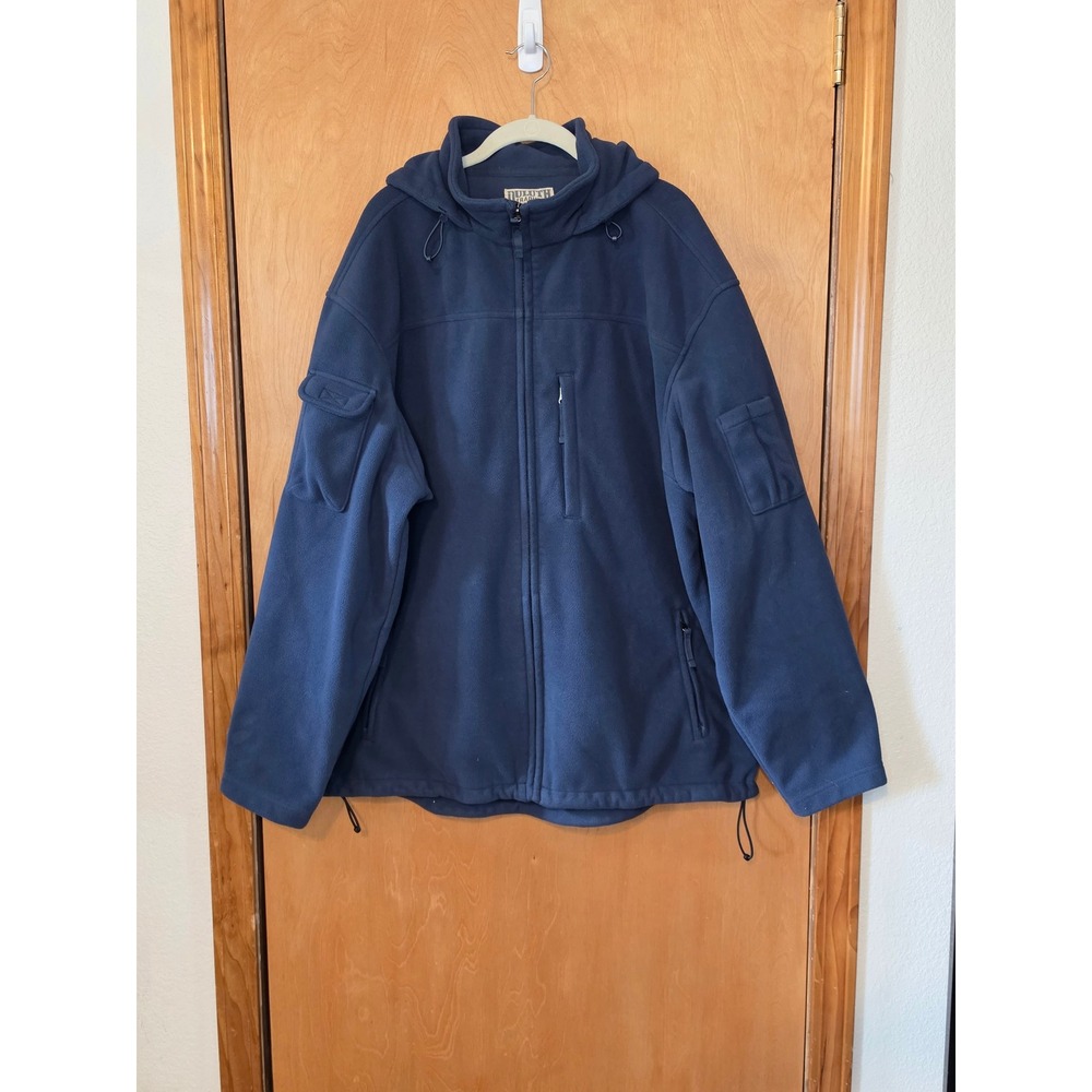 Duluth Trading Co Mens Navy Blue Full Zip Hooded Fleece Jacket XL Tall 3237-M